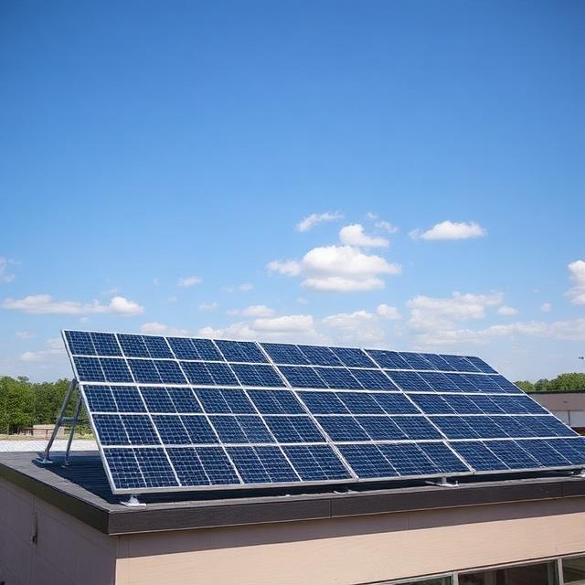 Solar panels on a low rooftop
