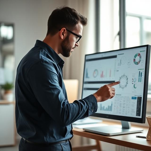 Engineer reviewing schematics on a monitor