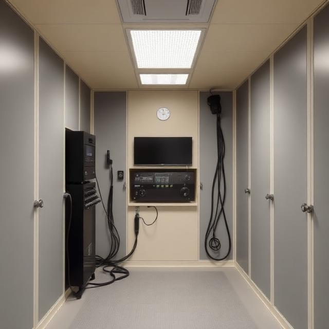 Quiet interior of a small equipment room